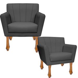 Kit Poltronas Decorativa Clinicas Iza Retro Dritex suede Cinza