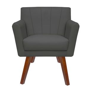 Poltrona Decorativa Clinicas Iza Pés Quadrados Dritex suede Cinza