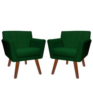 Kit 02 Poltronas Decorativa Clinicas Iza Dritex suede Verde