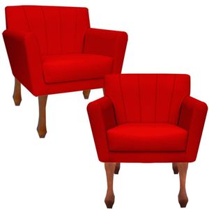 Kit Poltronas Decorativa Clinicas Iza Retro Dritex suede Vermelho