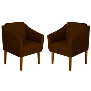 Kit 02 Poltrona Decorativa Gran Diego Dritex sintetico Marrom