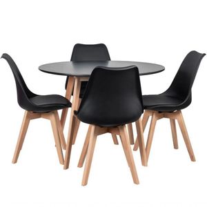Conjunto Mesa Jantar Leda 90 Cm + 4 Cadeiras Leda Saarinen Preta