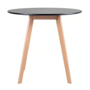 Mesa De Jantar Redonda 80cm Preta Estilo Eames Com Pés De Madeira ? Design Moderno E Compacto