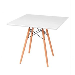 Mesa De Jantar Quadrada Eiffel 80cm Mdf Charles Eames - Base Em Madeira E Aço Carbono Branco