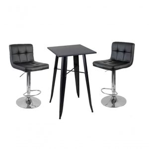 Conjunto Mesa Tolix Com 2 Banquetas Gomos Estofadas Conforto E Estilo - Preto