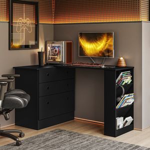 Cômoda Com Mesa Giratória Gamer Dritex preto
