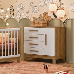 Cômoda Para Quarto Infantil Q Encanto Slim freijo Toq-branco Acetinado