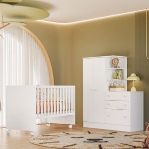 Jogo De Quarto Infantil Gr E Cômoda E Berço 3540 Doce Sonho branco-branco