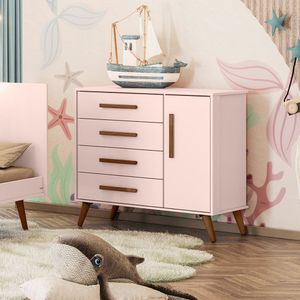 Cômoda Para Quarto Infantil Q Encanto Retro rosa Acetinado