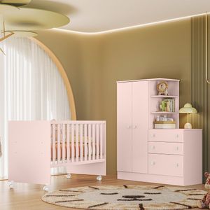 Jogo De Quarto Infantil Gr E Cômoda E Berço 3540 Doce Sonho rosa