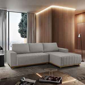 Sofá Boreal De 200 Cm B25 Chaise Lado Direito Meu Sofá Online A230 Linho Cinza
