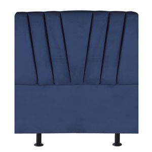 Cabeceira Estofada Cama Box Solteiro 100 Cm Malu Veludo Azul Marinho