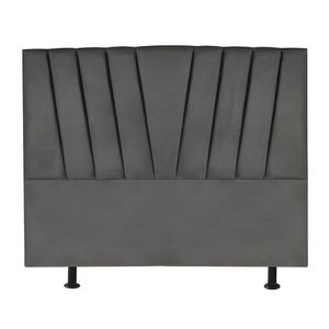 Cabeceira Estofada Cama Box King 195 Cm Malu Corino Cinza