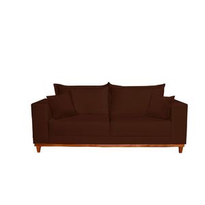 Sofá Fixo Living 3 Lugares Pequim 2.00m Veludo Bege Marrom