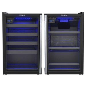 Conjunto Cervejeira 100l Blue Light + Adega 24 Garrafas Piubella Porta Invertida Preto 220V Venax