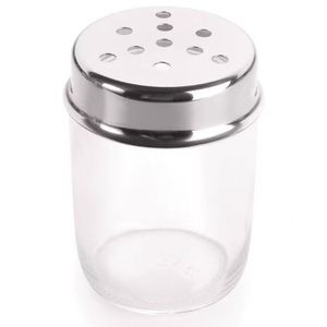 Porta Orégano Ou Queijo Forma Em Vidro E Aço Inox Inox E Transparente