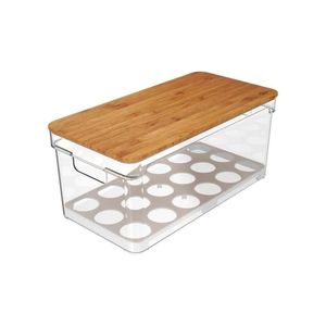 Organizador Para Ovos Com Tampa Em Bambu Clear Fresh 36 Unidades Ou