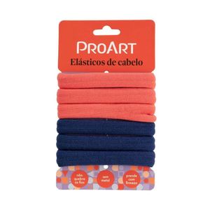 Elásticos De Cabelo 6 Unidades Proart Sem Metal, Não Marcam Os Fios, Perfeitos Para Penteados Azul-laranja