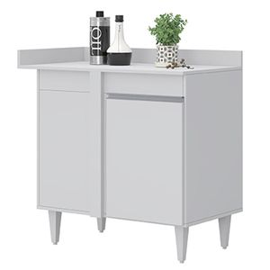 Balcão De Canto Reto Com Tampo 1 Porta Denver Branco - Lumil