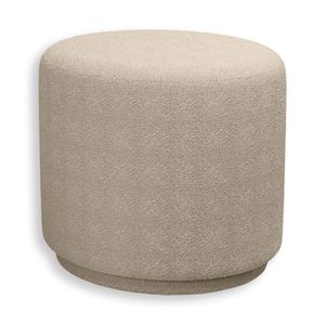 Puff Orgânico Beatriz Boucle Elegante Luxuoso Redondo - 7 Decor Bege