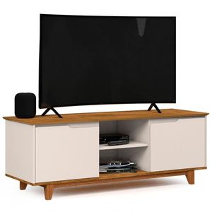 Rack Para Sala Bancada De Tv 55 Pol 139cm Flow Off White-freijó - Ej Móveis