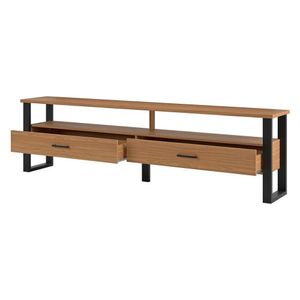 Rack Para Tv Até 65 Pol. Estilo Industrial 2 Gavetas F43 Freijó-preto Fosco - Pradel