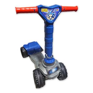 Patinete Infantil C- Ajuste De Altura Dobrável 4 Rodas Kendy Super Soniko Azul