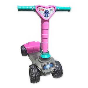 Patinete Infantil C- Ajuste De Altura Dobrável 4 Rodas Kendy Stik Rosa