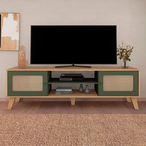 Rack Charlotte Com 180cm De Largura Artely Móveis Menta-carvalho