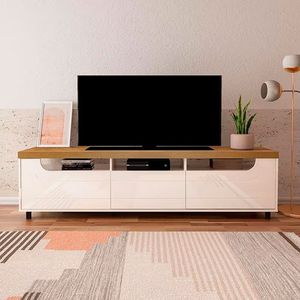 Rack Mercury Para Tv De Até 75 Polegadas Artely Móveis Pinho Com Off White