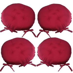 Kit 04 Almofadas Futon Redondo Assento Para Cadeira 40x40 Vermelho