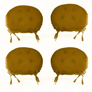 Kit 04 Almofadas Futon Redondo Assento Para Cadeira 40x40 Mostarda