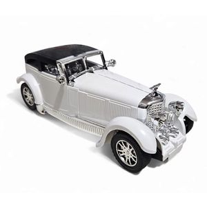 Carrinho Miniatura Antigo Clássico Fricção Colecionável 24cm Branco Jr0868