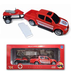Carrinho Caminhonete Pick-up Resgate Bombeiro Jet Ski Maca
