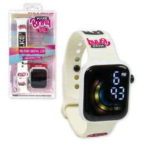 Relógio Digital Infantil Lcd Hora Cronômetro Troca Pulseira Branca