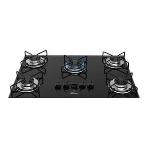 Cooktop Gás 5 bocas Fischer Fit Line Trempe Esmaltada Aramado Preto - Bivolt