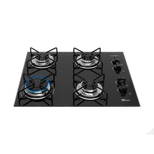 Cooktop Gás 4 bocas Fischer Fit Line Trempe Esmaltada Aramado Preto - Bivolt