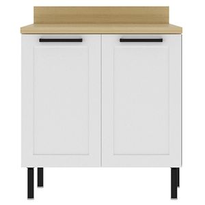 Balcão Com Tampo 80 Cm 2 Portas Mdf Branco Tecno Mobili