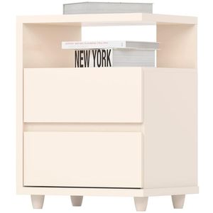 Mesa De Cabeceira 2 Gavetas 48 Cm Campeche Off White Henn