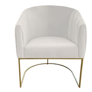 Poltrona Julia Com Base De Ferro Sala De Estar Escritório Recepção Clinica Suede Bege- D'classe Decor