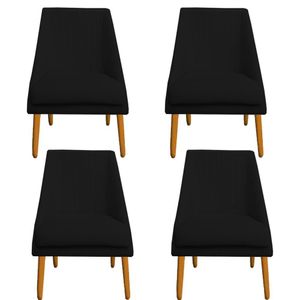 Kit 04 Cadeiras Para Sala De Jantar Ana Pés Palito Veludo Preto D'classe Decor