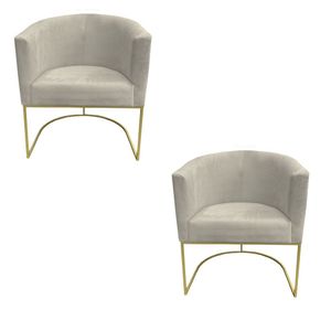 Kit 02 Poltronas Paola Base De Ferro Sued Bege D'classe Decor