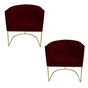 Kit 02 Poltronas Paola Base De Ferro Sued Marsala D'classe Decor