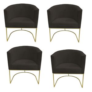 Kit 04 Poltronas Paola Base De Ferro Sued Marrom D'classe Decor