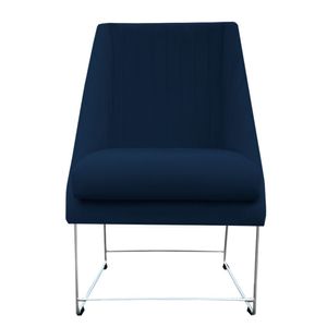 Cadeira Ana Base De Ferro Prata Suede Azul Marinho D'classe Decor