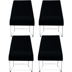 Kit 04 Cadeiras Ana Base De Ferro Prata Suede Preto D'classe Decor