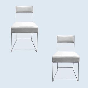 Kit 02 Cadeiras Atena Base De Ferro Maciço Prata Suede Bege D'classe Decor