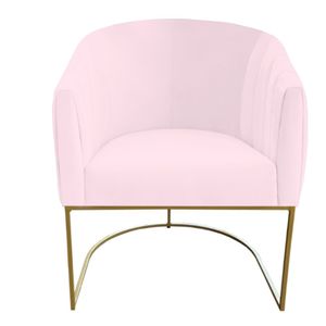 Poltrona Julia Com Base De Ferro Sala De Estar Escritório Recepção Clinica Suede Rosa Bebê D'classe Decor