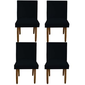 Kit 04 Cadeiras Para Sala De Jantar Tóquio Pés Palito Suede Preto D'classe Decor