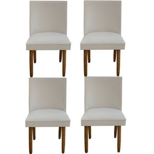Kit 04 Cadeiras Para Sala De Jantar Tóquio Pés Palito Suede Bege D'classe Decor